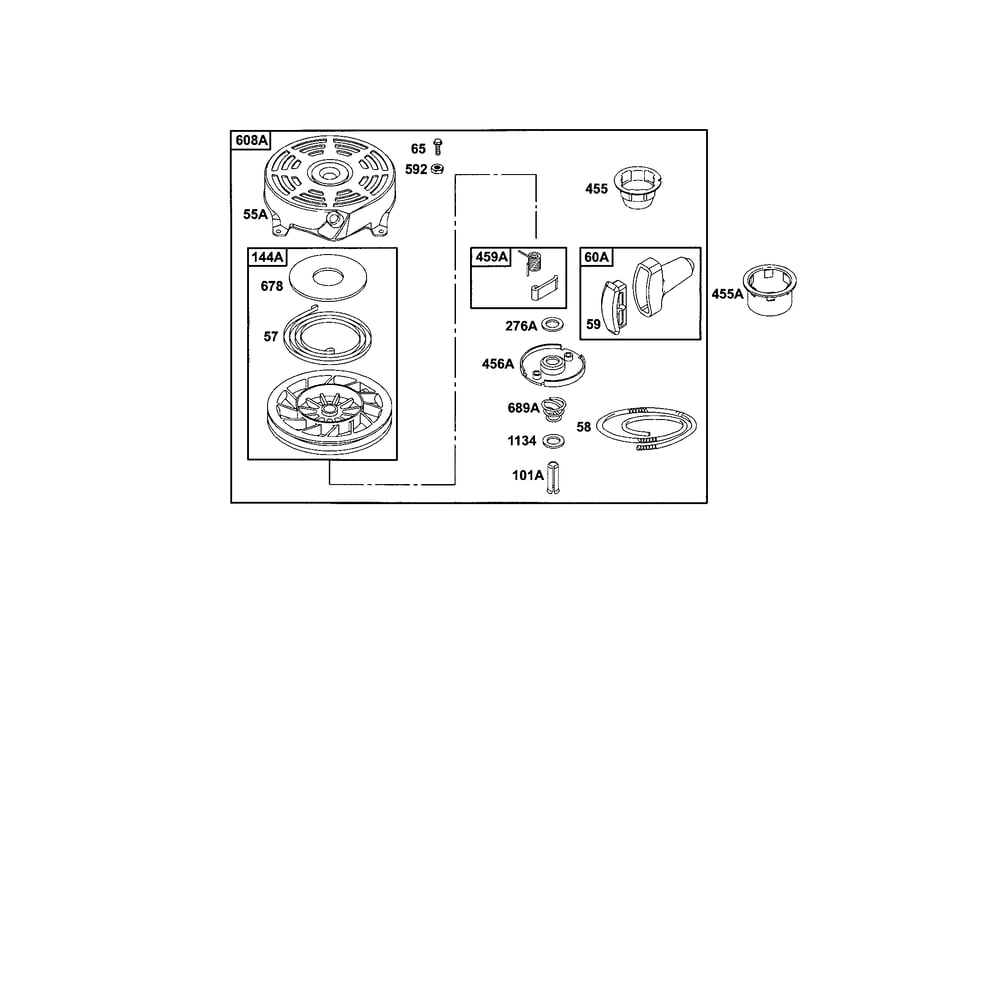 Housing, Rewind Starter Diagram and Parts List for 12C800TO12C899  Briggs and Stratton Engine